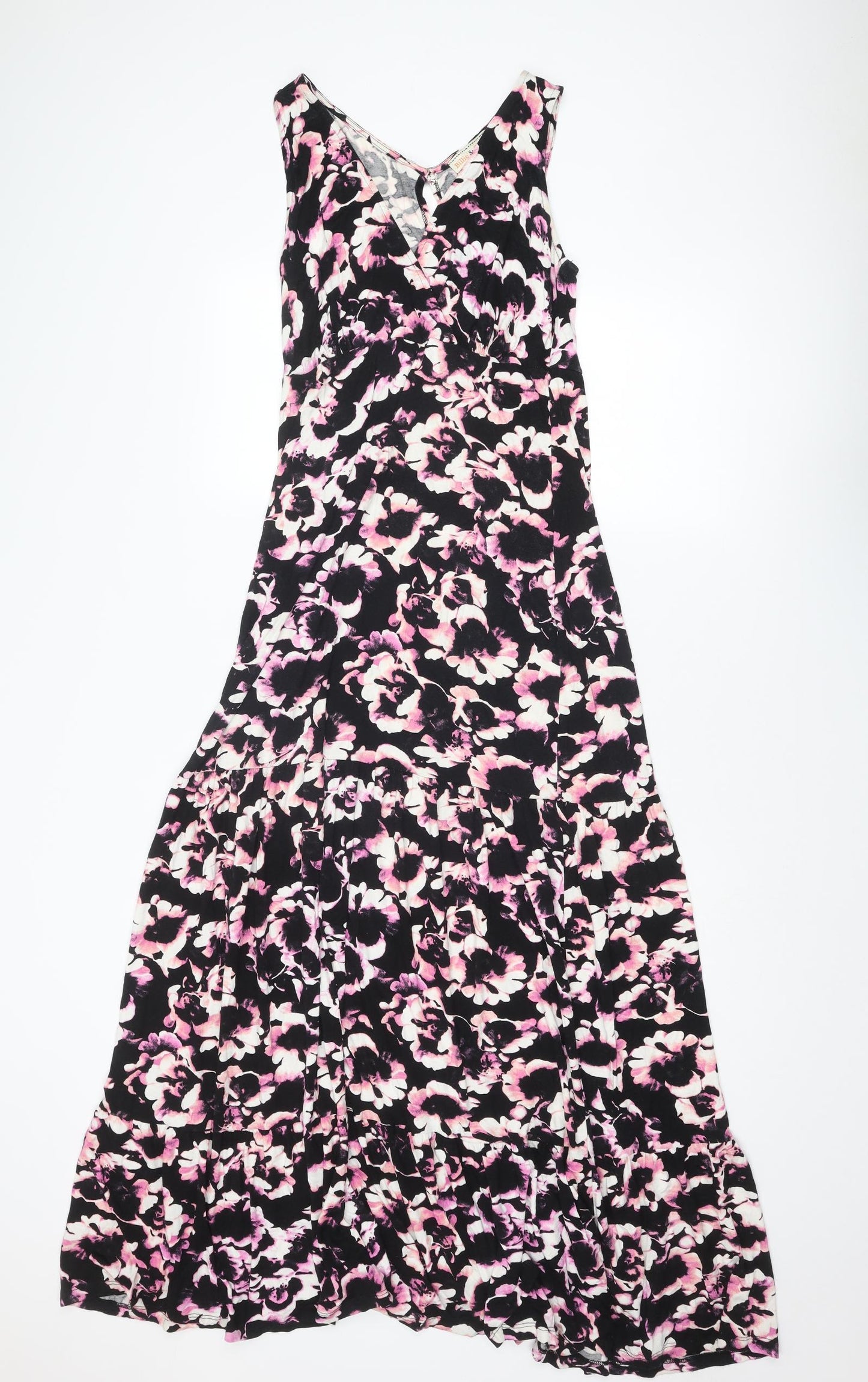 Dorothy Perkins Womens Multicoloured Geometric Viscose Maxi Size 14 V-Neck Button