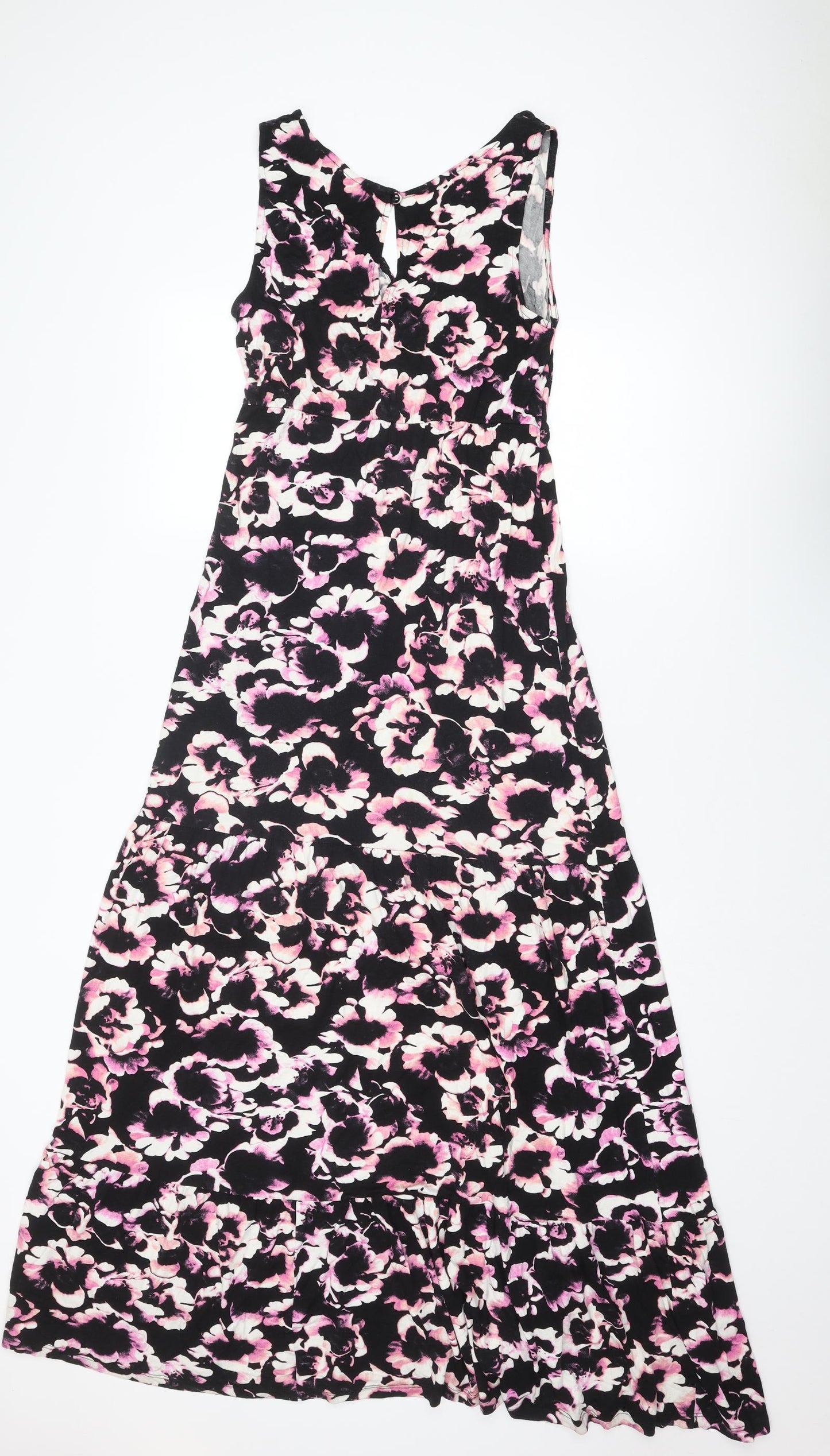 Dorothy Perkins Womens Multicoloured Geometric Viscose Maxi Size 14 V-Neck Button