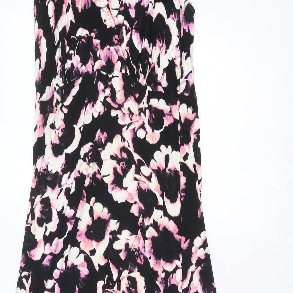 Dorothy Perkins Womens Multicoloured Geometric Viscose Maxi Size 14 V-Neck Button