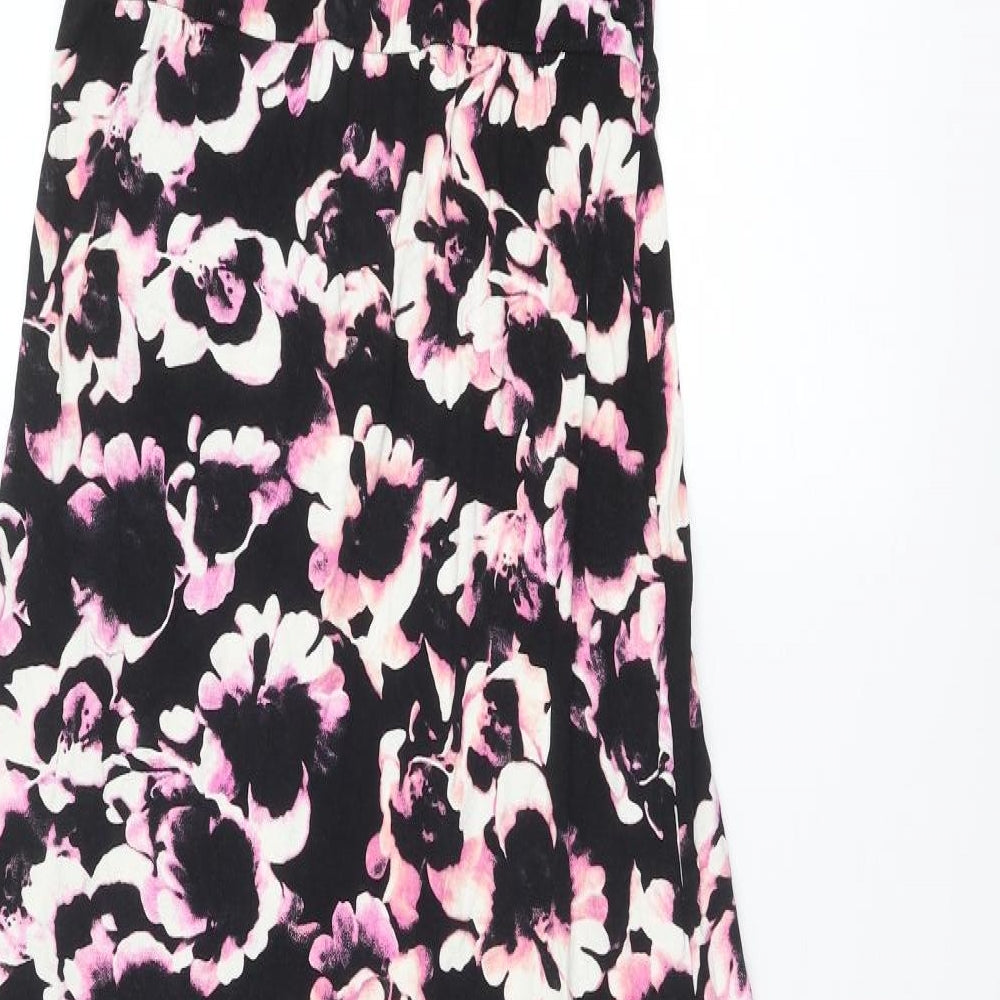 Dorothy Perkins Womens Multicoloured Geometric Viscose Maxi Size 14 V-Neck Button
