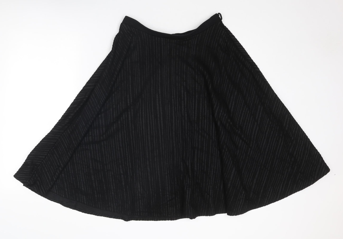 Marks and Spencer Womens Black Striped Polyester Swing Skirt Size 12