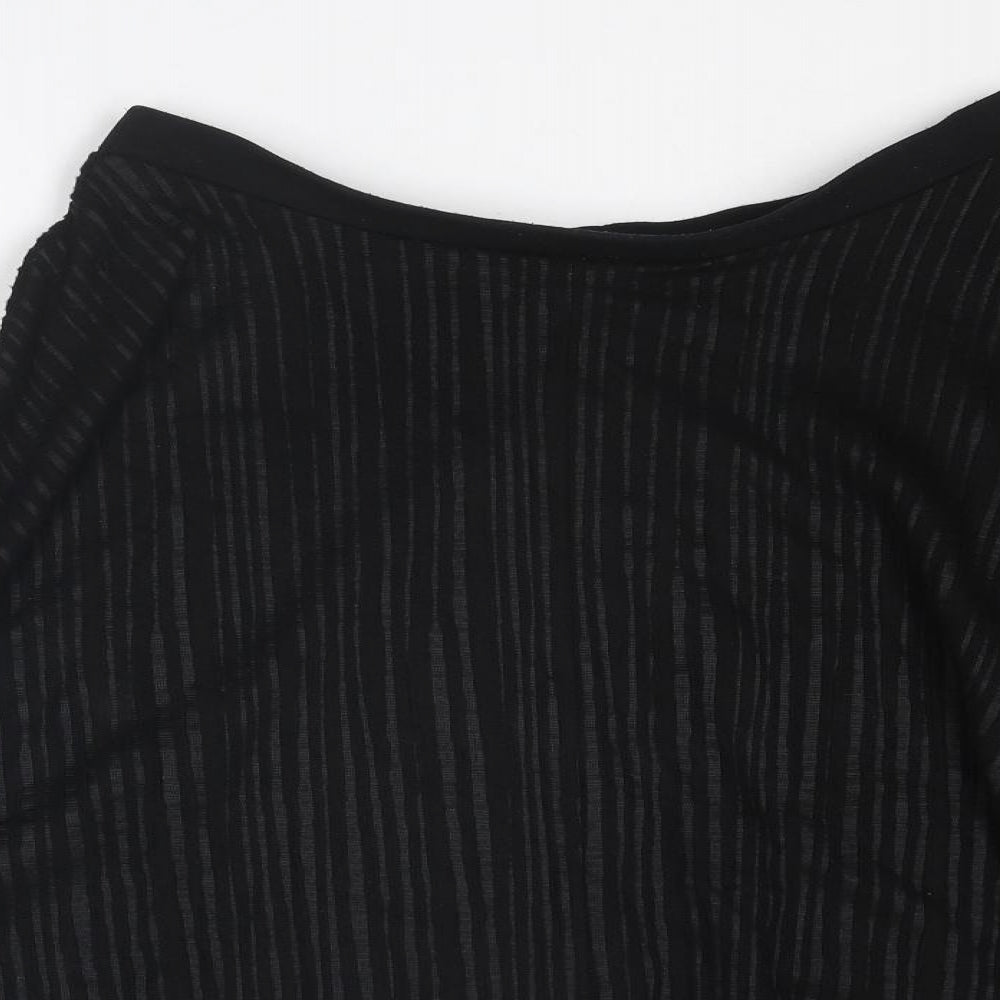 Marks and Spencer Womens Black Striped Polyester Swing Skirt Size 12