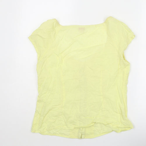 Monsoon Womens Yellow Cotton Basic T-Shirt Size 12 Round Neck