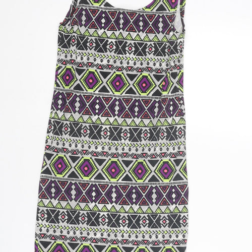 Divided by H&M Womens Multicoloured Geometric Cotton Tank Dress Size XS Scoop Neck Pullover