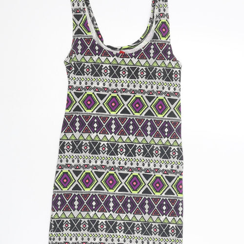 Divided by H&M Womens Multicoloured Geometric Cotton Tank Dress Size XS Scoop Neck Pullover