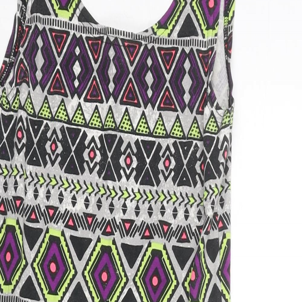 Divided by H&M Womens Multicoloured Geometric Cotton Tank Dress Size XS Scoop Neck Pullover