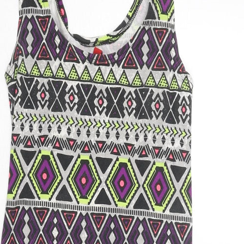 Divided by H&M Womens Multicoloured Geometric Cotton Tank Dress Size XS Scoop Neck Pullover