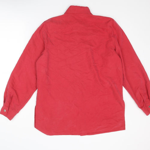 Design Essentials Womens Red Polyester Basic Button-Up Size 14 Collared