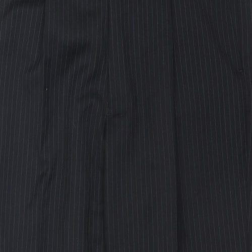 Marks and Spencer Mens Black Striped Polyester Dress Pants Trousers Size 36 in L28 in Regular Zip