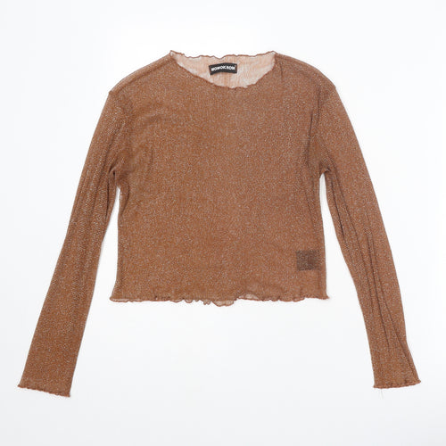 MOMOKROM Womens Brown Polyamide Basic T-Shirt Size 8 Round Neck