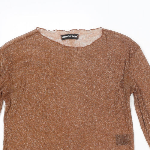 MOMOKROM Womens Brown Polyamide Basic T-Shirt Size 8 Round Neck