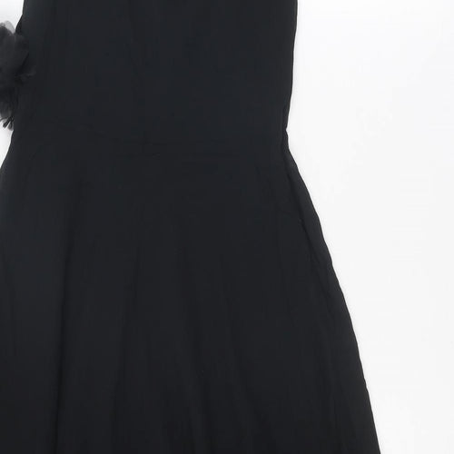 Monsoon Womens Black Polyester A-Line Size 12 V-Neck Zip