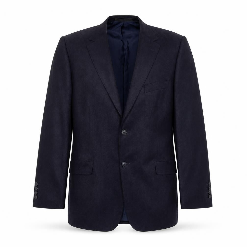 Front view of Marks & Spencer men’s blue polyester jacket suit jacket, size 42, regular