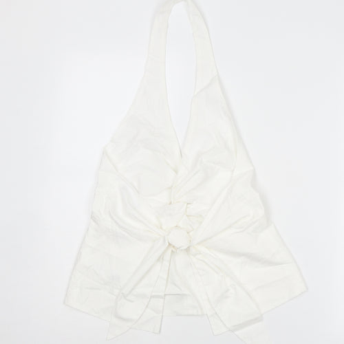 Zara Womens White Cotton Cropped Tank Size M Halter