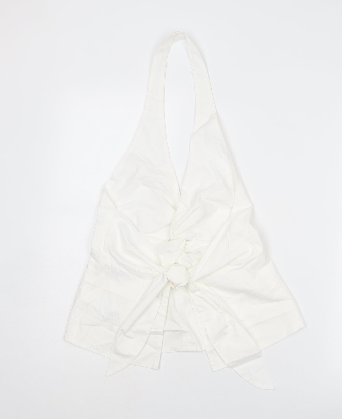 Zara Womens White Cotton Cropped Tank Size M Halter