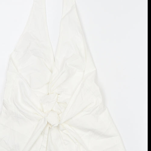 Zara Womens White Cotton Cropped Tank Size M Halter
