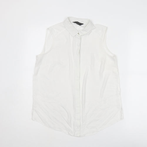 Dorothy Perkins Womens White Polyester Basic Tank Size 10 Collared
