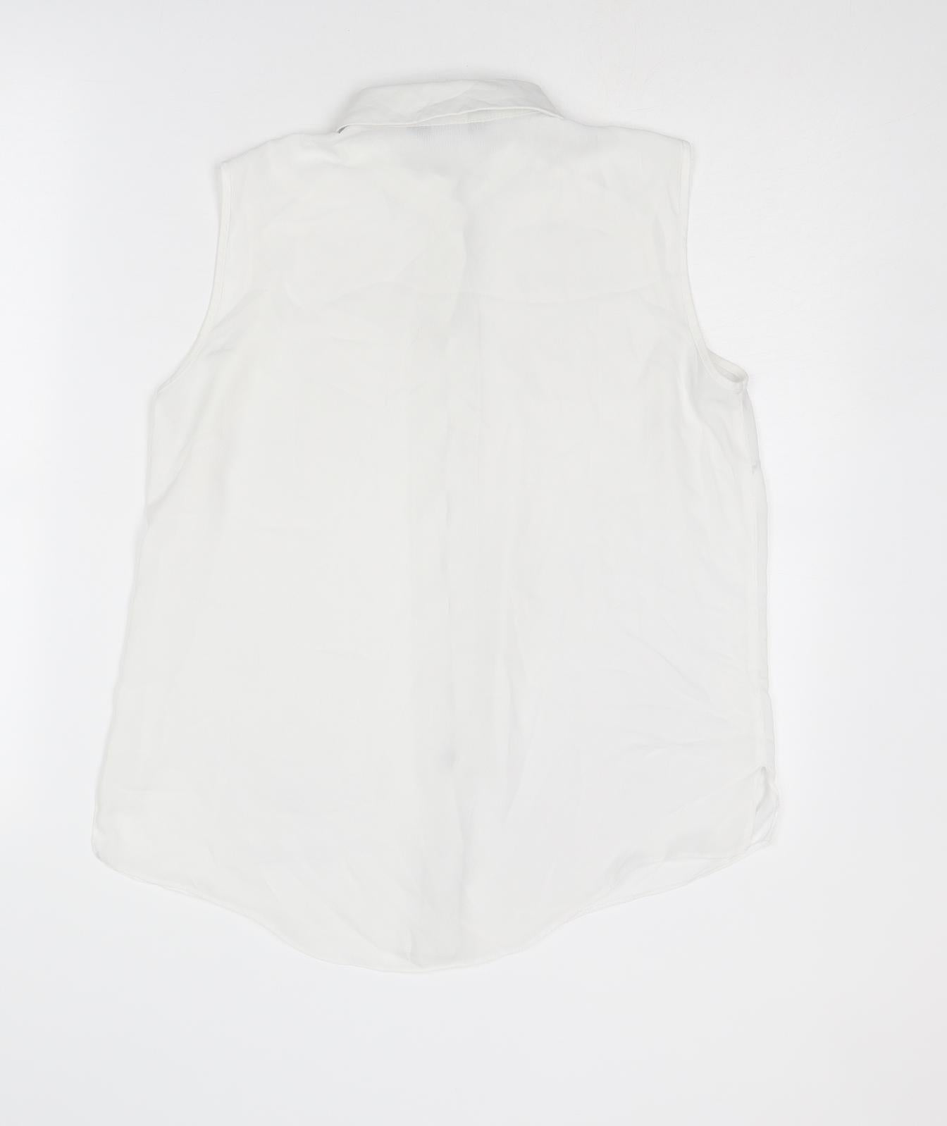 Dorothy Perkins Womens White Polyester Basic Tank Size 10 Collared