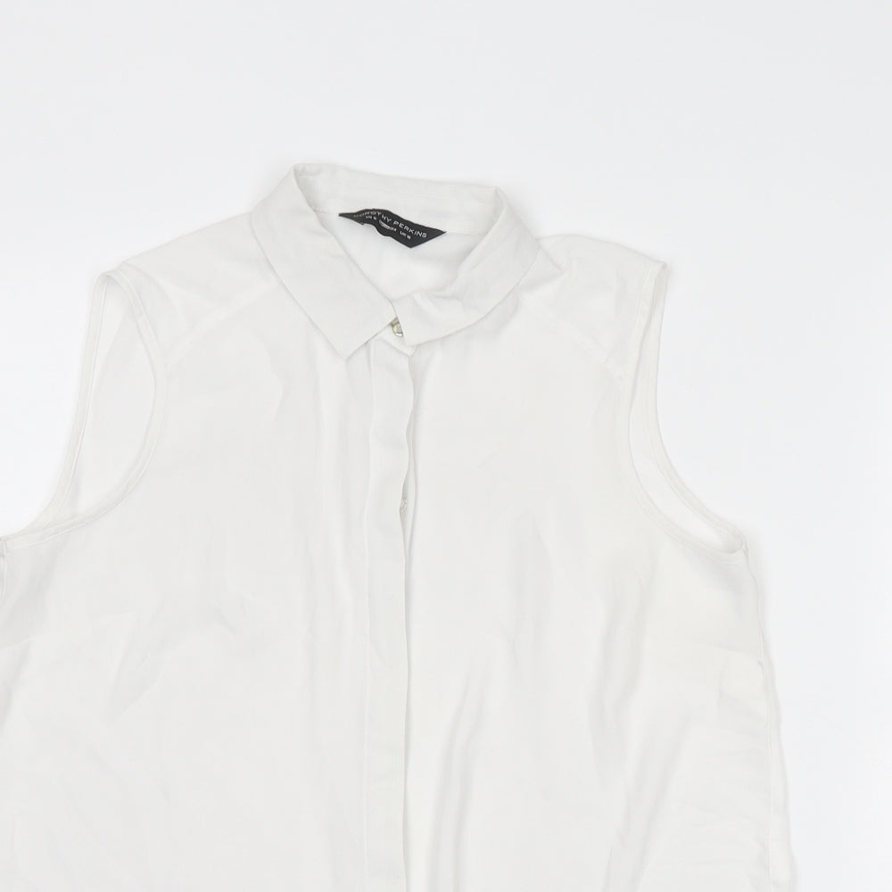 Dorothy Perkins Womens White Polyester Basic Tank Size 10 Collared