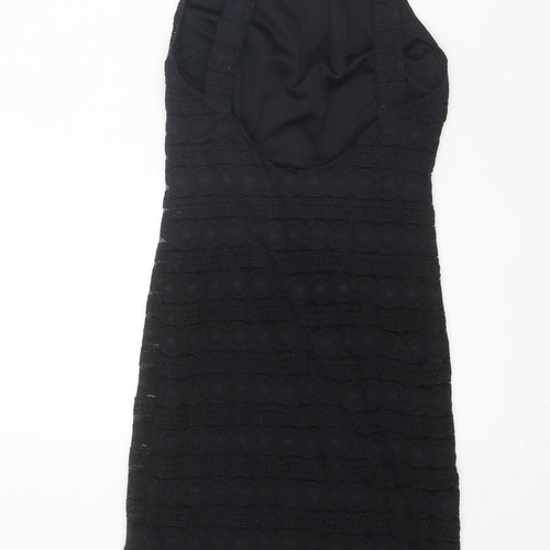 Topshop Womens Black Nylon Shift Size 8 Halter Button - Open Back