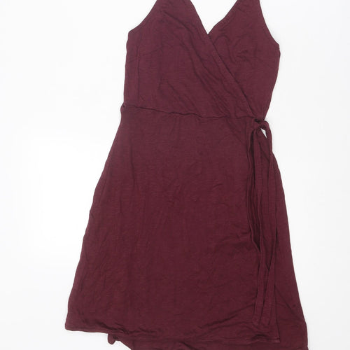 H&M Womens Purple Polyester Wrap Dress Size XS V-Neck Pullover