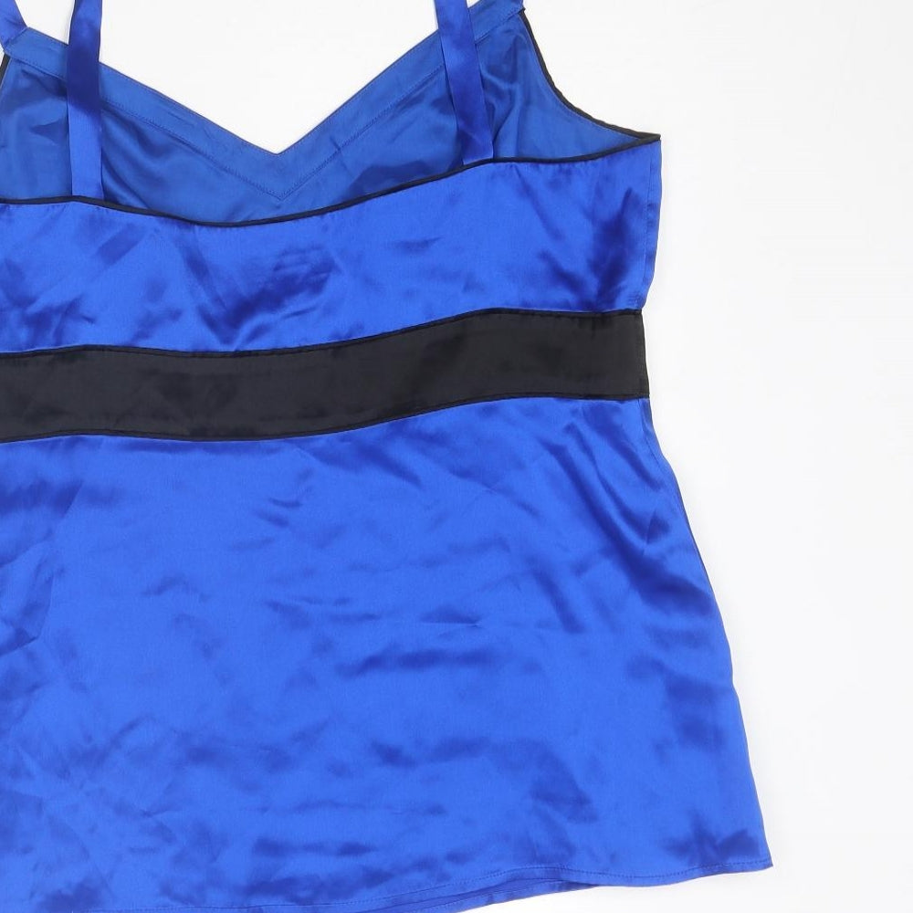 Monsoon Womens Blue Silk Camisole Tank Size 16 V-Neck