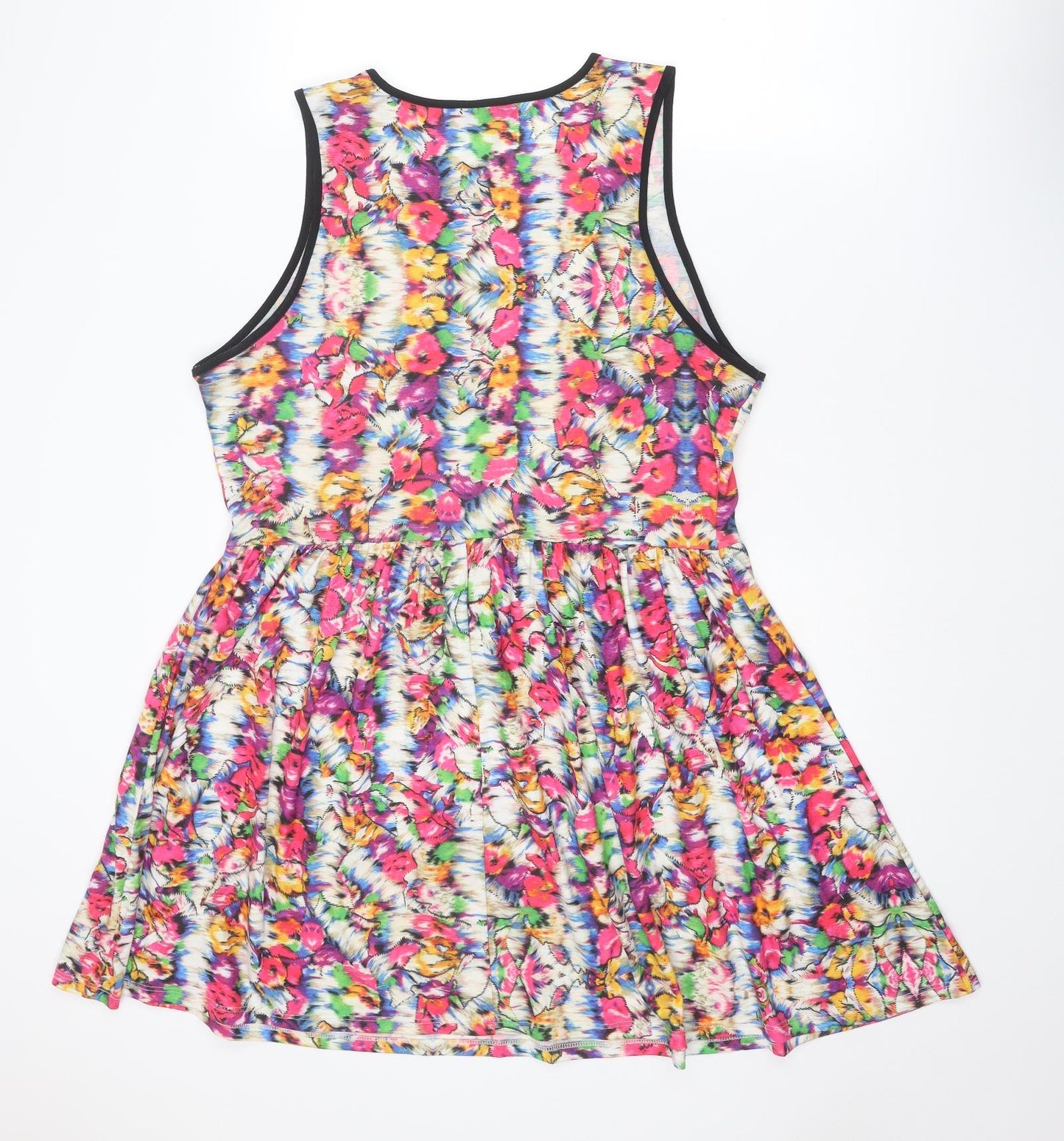 Topshop Womens Multicoloured Floral Polyester Tank Dress Size 16 Round Neck Pullover