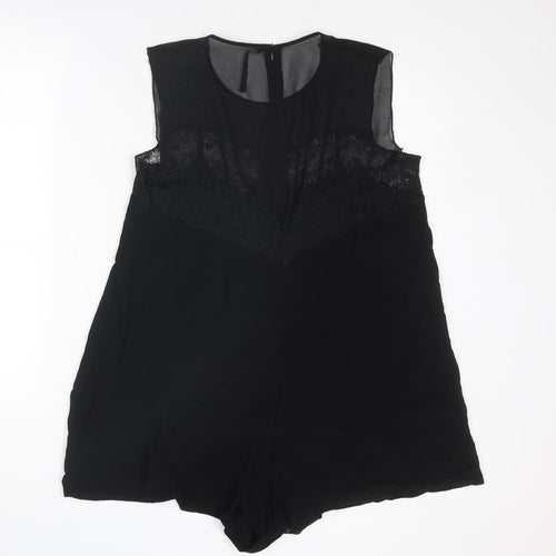 Zara Womens Black Polyester Playsuit One-Piece Size L L3 in Zip