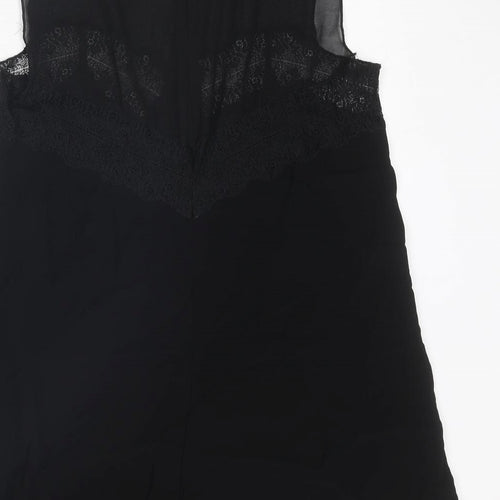 Zara Womens Black Polyester Playsuit One-Piece Size L L3 in Zip