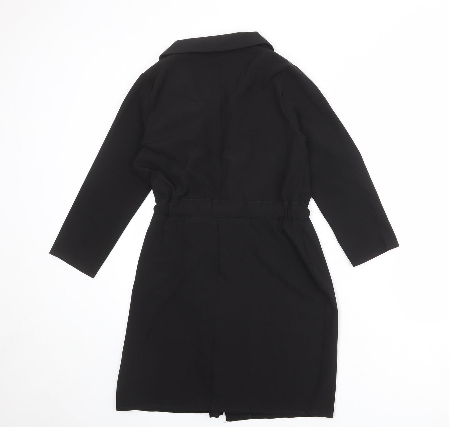 ASOS Womens Black Polyester Jacket Dress Size 6 V-Neck Tie