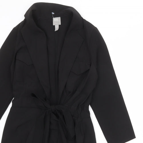ASOS Womens Black Polyester Jacket Dress Size 6 V-Neck Tie