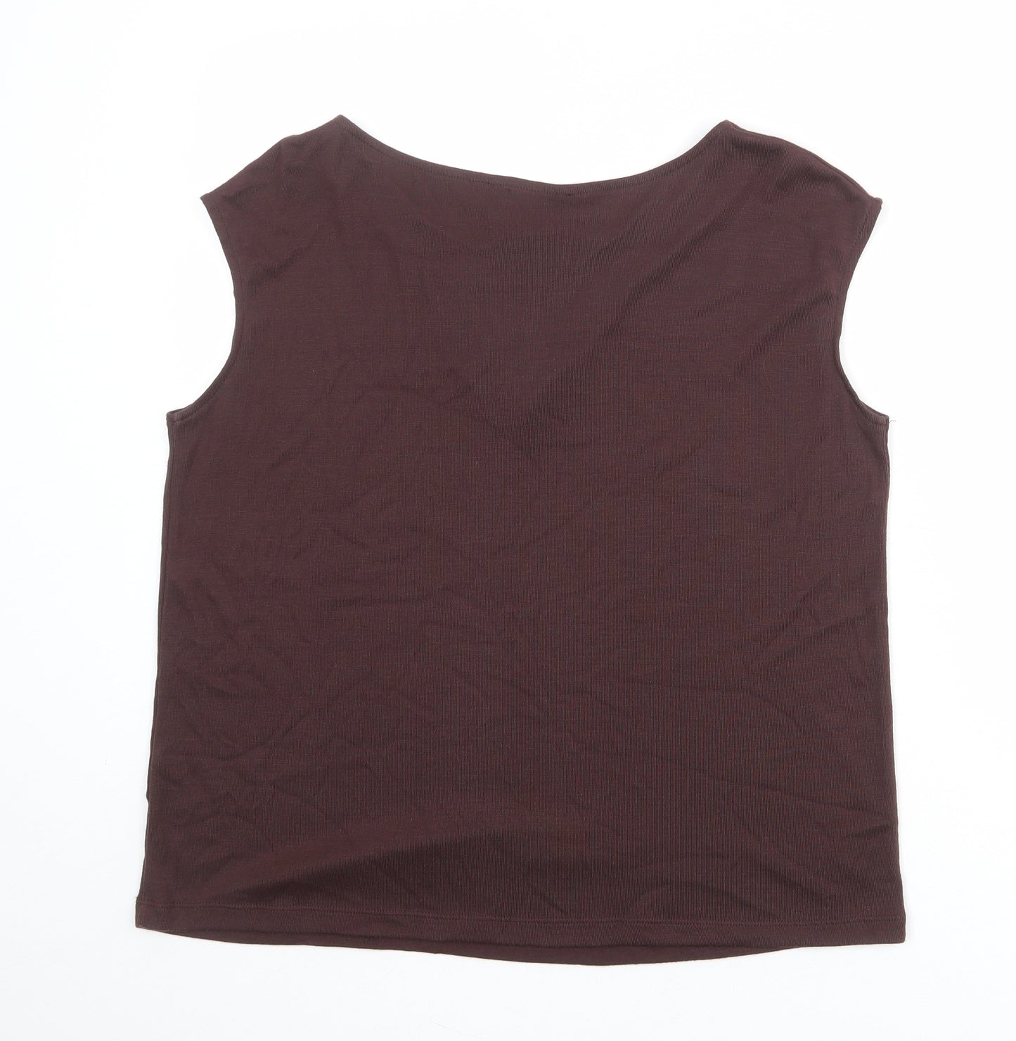 essence Womens Brown Polyester Basic Tank Size 18 Round Neck