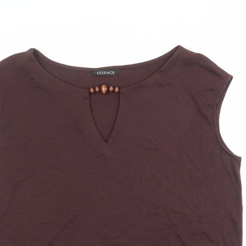 essence Womens Brown Polyester Basic Tank Size 18 Round Neck