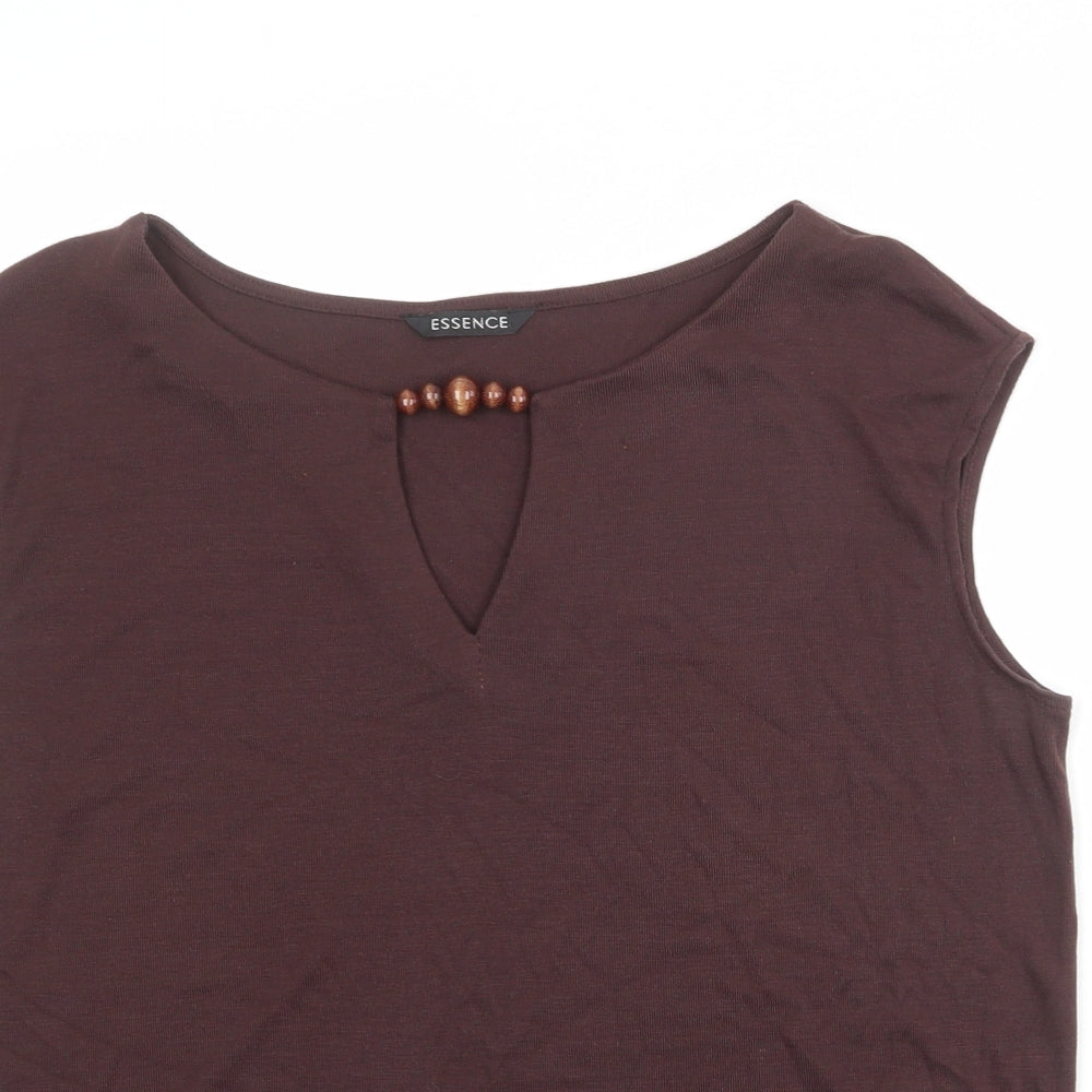 essence Womens Brown Polyester Basic Tank Size 18 Round Neck