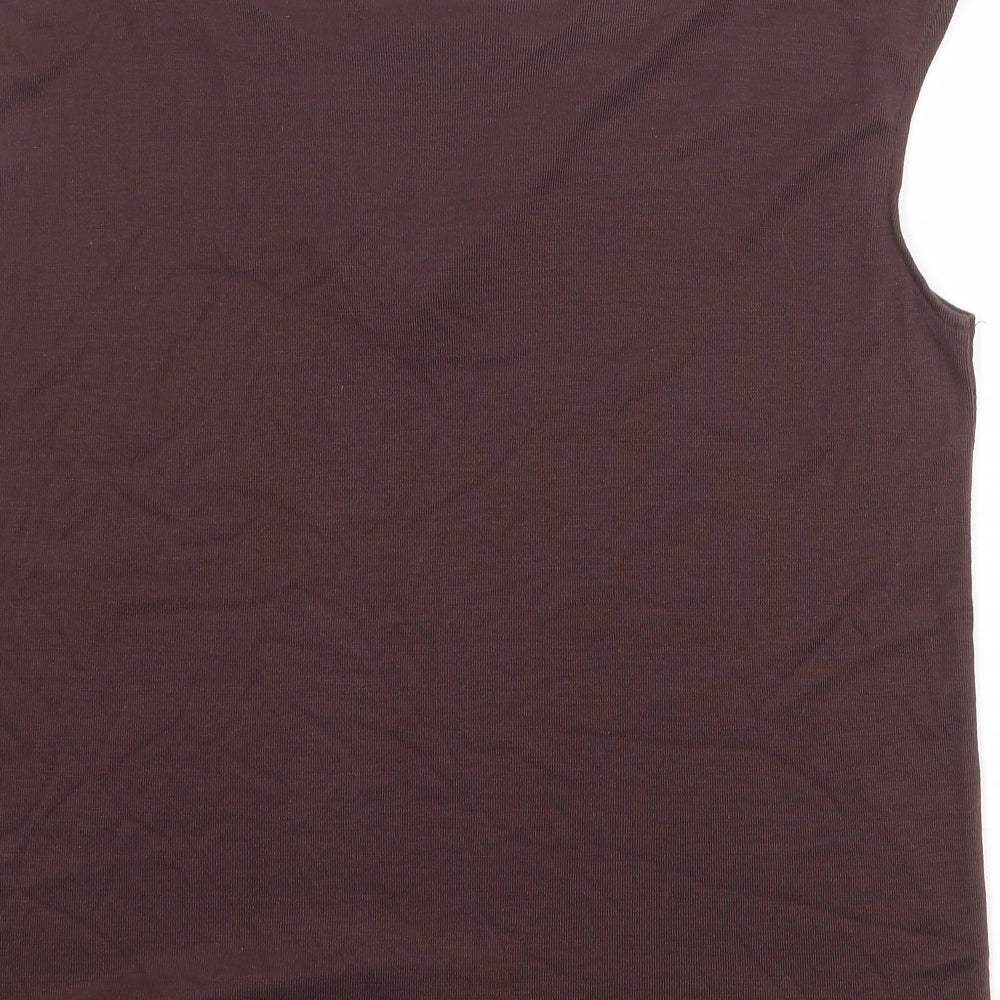 essence Womens Brown Polyester Basic Tank Size 18 Round Neck