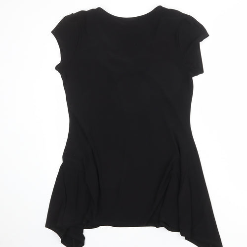 Wallis Womens Black Polyester Tunic Blouse Size M Scoop Neck - Asymmetric