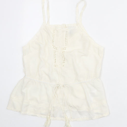 ASOS Womens Ivory Polyester Basic Tank Size 12 Square Neck