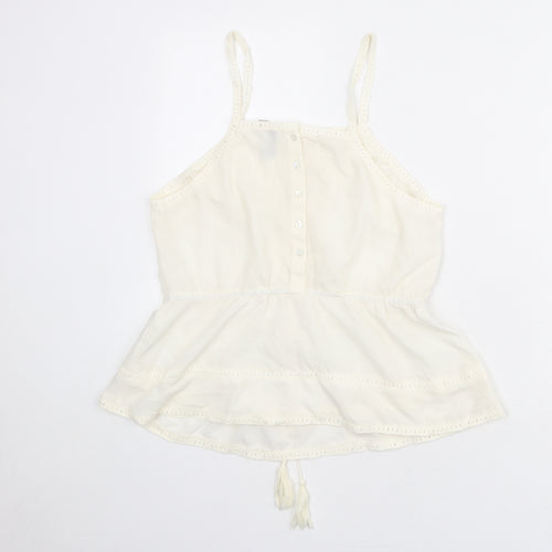 ASOS Womens Ivory Polyester Basic Tank Size 12 Square Neck