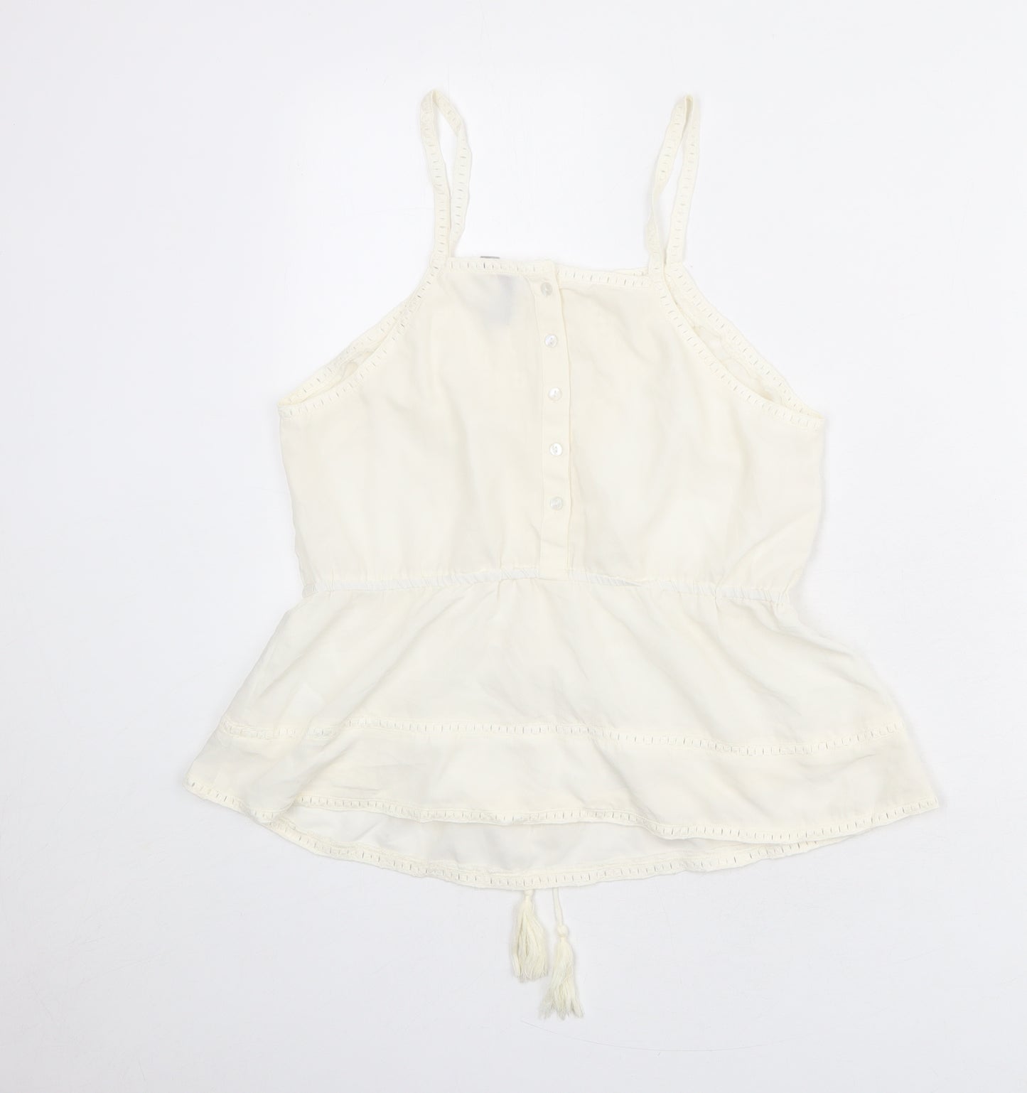 ASOS Womens Ivory Polyester Basic Tank Size 12 Square Neck