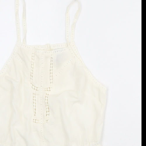 ASOS Womens Ivory Polyester Basic Tank Size 12 Square Neck