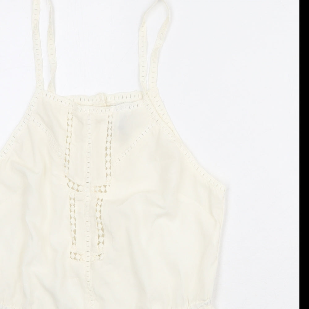ASOS Womens Ivory Polyester Basic Tank Size 12 Square Neck