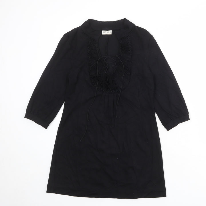 Minuet Womens Black Viscose Kaftan Size 10 V-Neck Tie