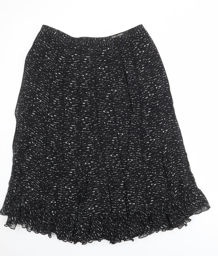 Punt Roma Womens Black Geometric Polyester Swing Skirt Size 10 Zip