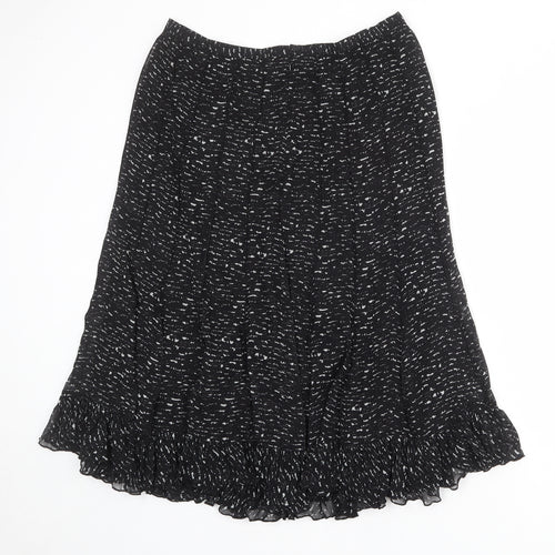 Punt Roma Womens Black Geometric Polyester Swing Skirt Size 10 Zip