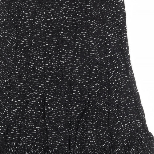 Punt Roma Womens Black Geometric Polyester Swing Skirt Size 10 Zip