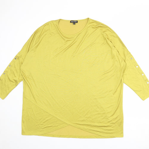 Marble Womens Green Viscose Basic Blouse Size L Round Neck