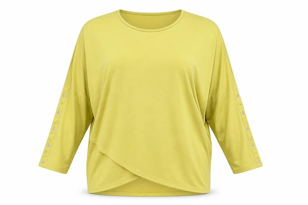 Marble Womens Green Viscose Basic Blouse Size L Round Neck