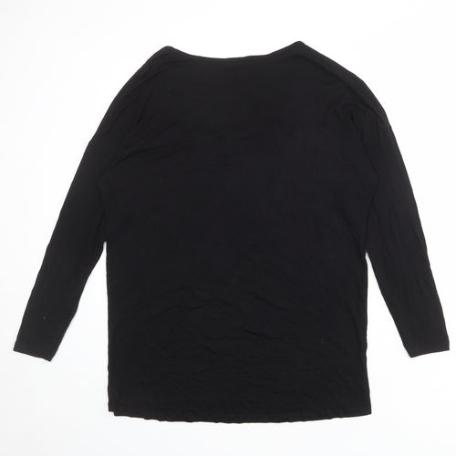 New Look Womens Black Polyester Basic Blouse Size 10 V-Neck