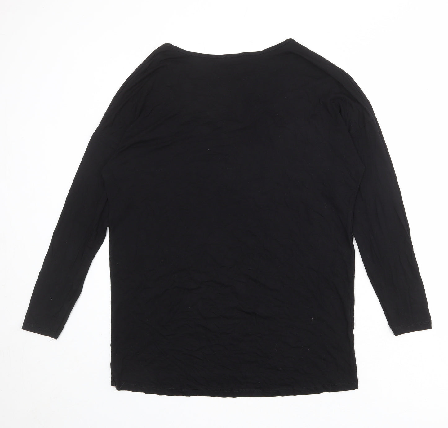New Look Womens Black Polyester Basic Blouse Size 10 V-Neck