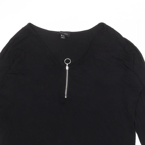 New Look Womens Black Polyester Basic Blouse Size 10 V-Neck